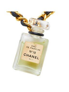 Chanel Perfume Bottle Chain Pendant Gold Plated Plastic